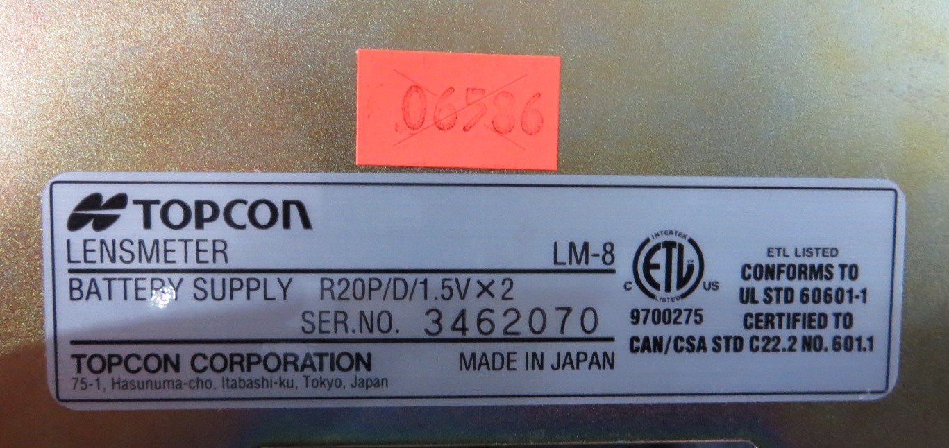 T201855 Topcon LM-8 Manual Lensmeter