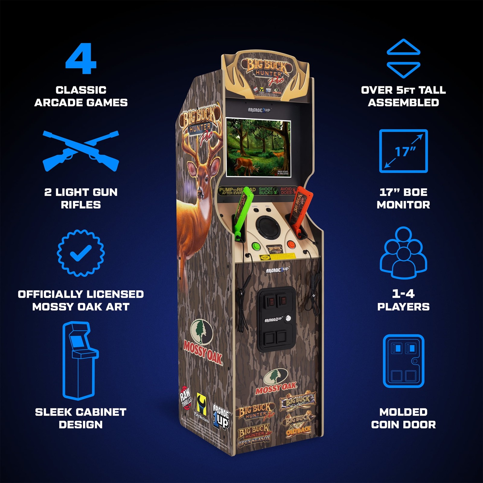 Big Buck Hunter Mossy Oak Deluxe Arcade Machine Full-Size Cabinet Multiplayer