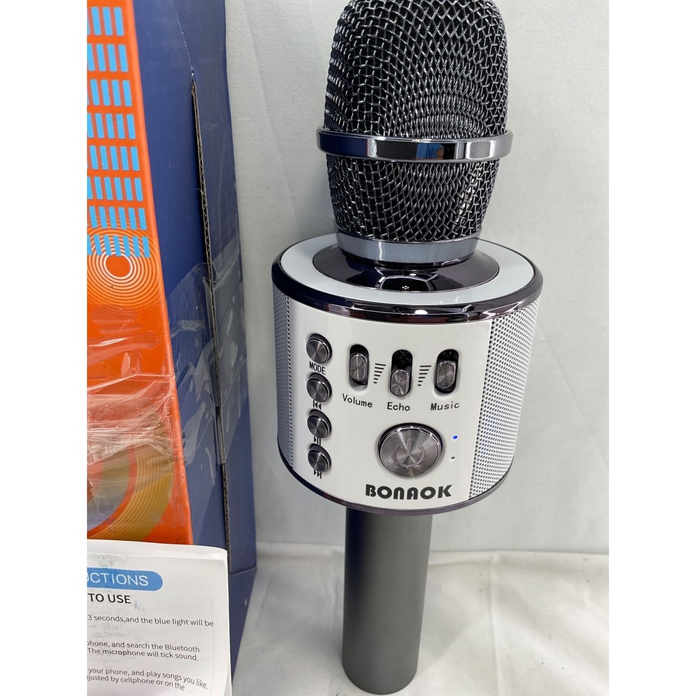 NEW Bonnok Wireless Karaoke Microphone - Silver/gray