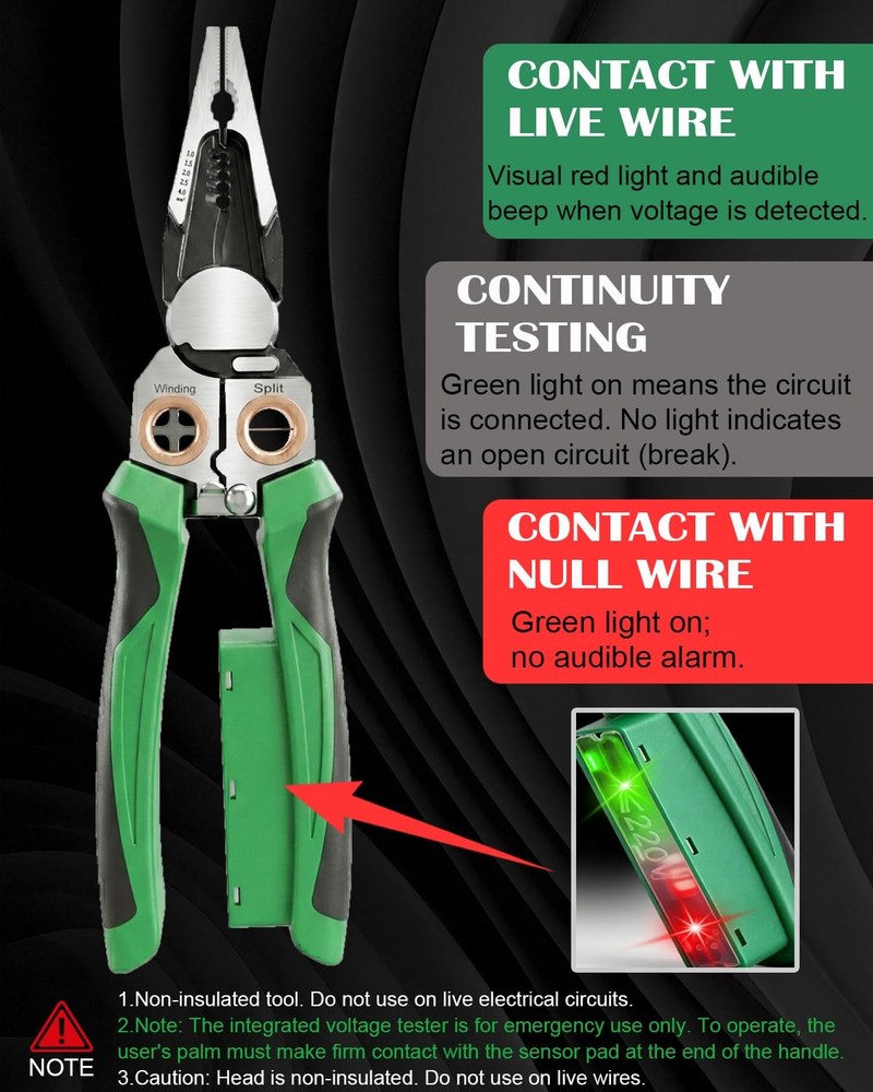 Chicat 8-in-1 Wire Stripper with Voltage Tester,Multi-function Electric Green