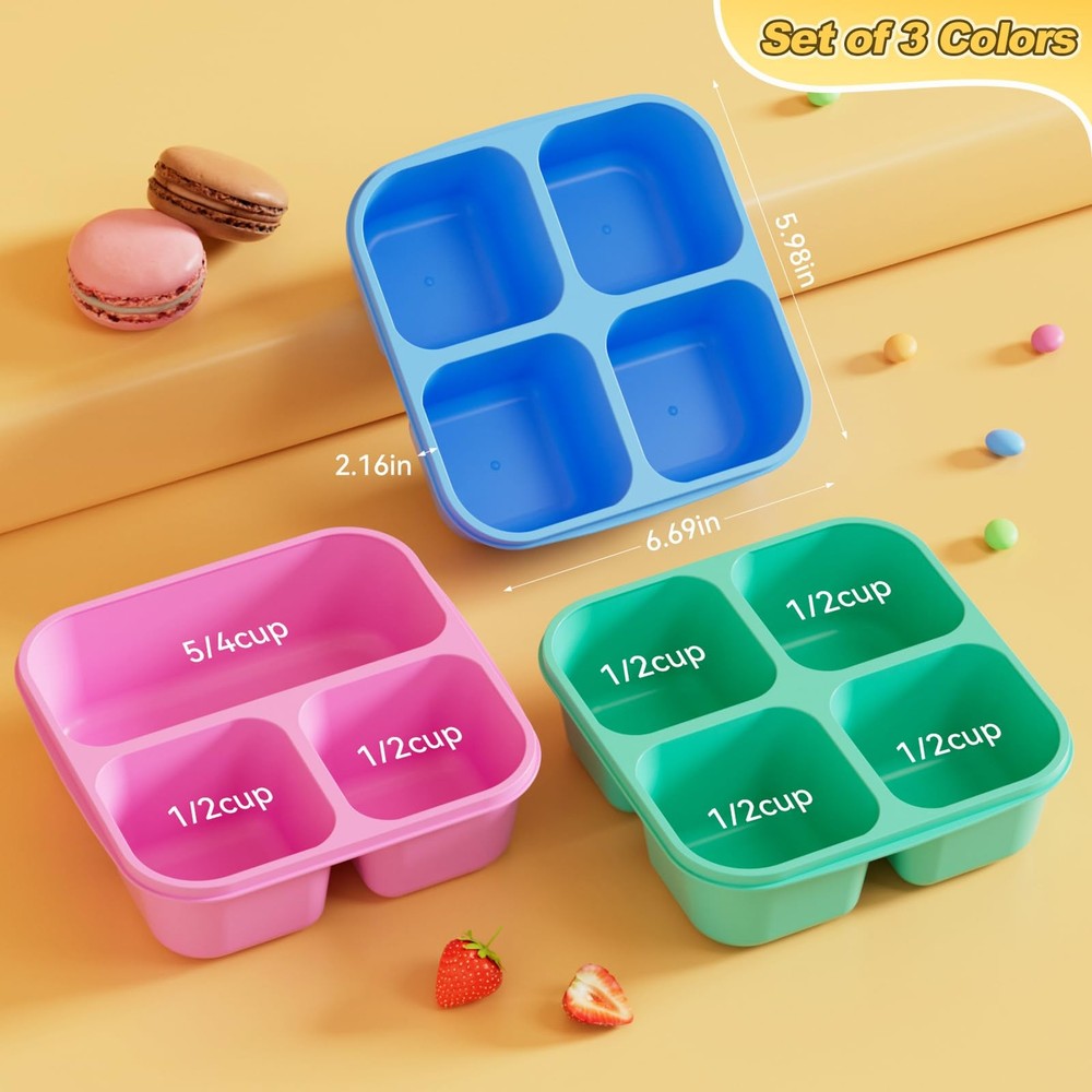 Canfanni 6 Pcs Snack Box Container Set, Reusable 3&4 common, Transparent Lids