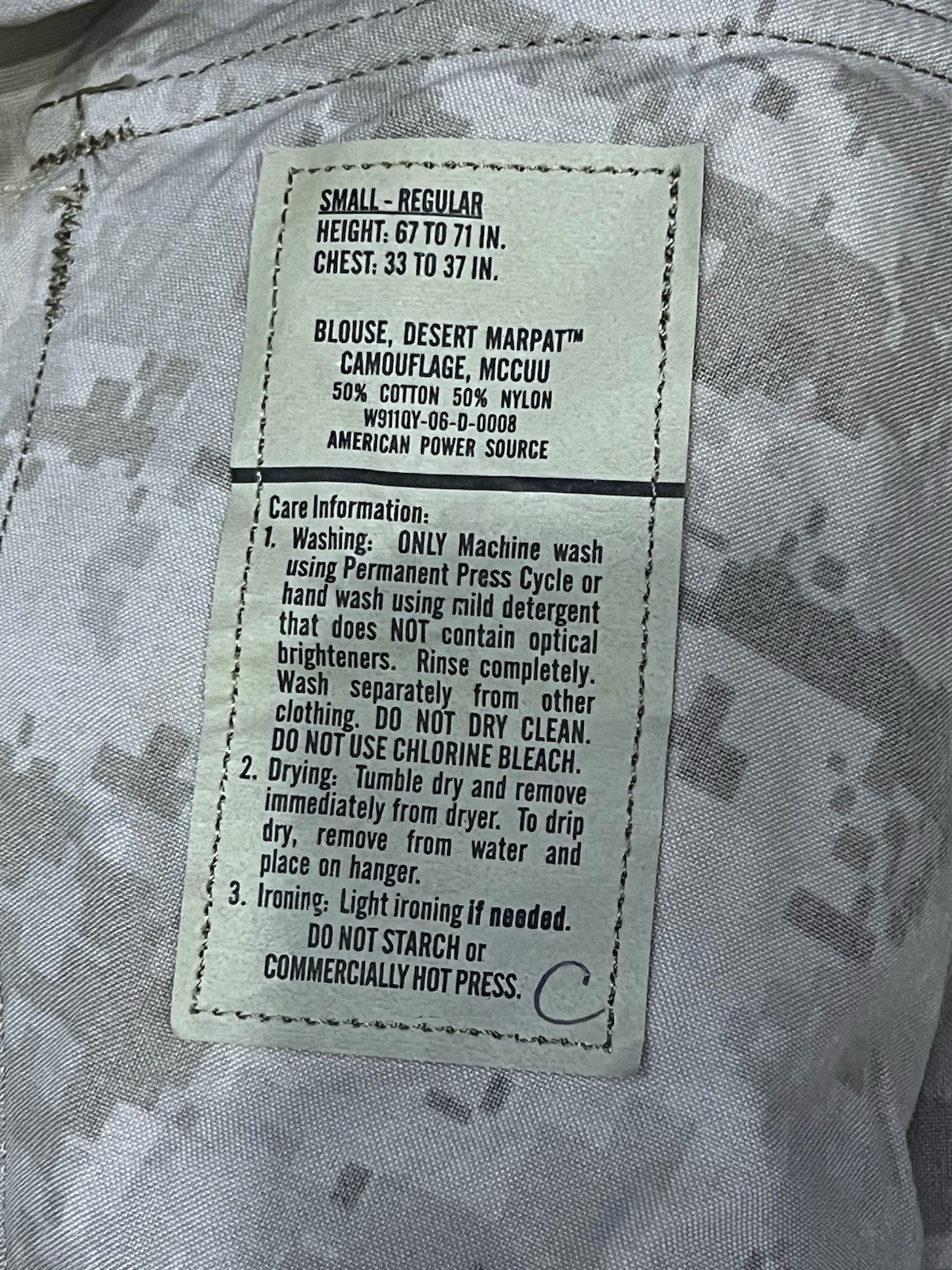 Experimental USMC Mountain MARPAT MCCU Jacket - Small Reg - Softshell - 2006