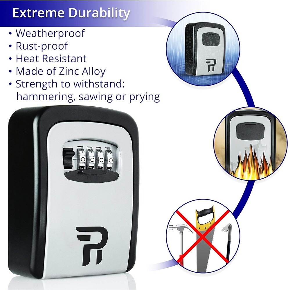 Durable Outdoor Key Lock Box with Adjustable Code – Wall Mount Security Solution