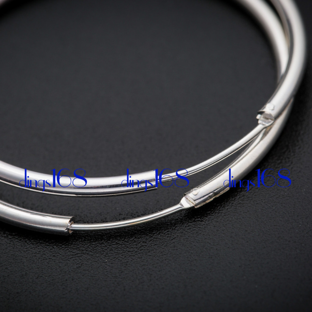 925 Sterling Silver Endless Thin Hoop Earring Many Size Small Medium X-Large E3Q