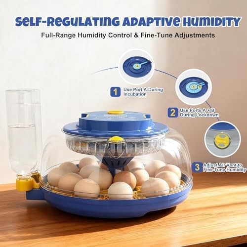 18 Egg Incubator with Humidity Display, Egg Candler, Automatic Egg Turner,