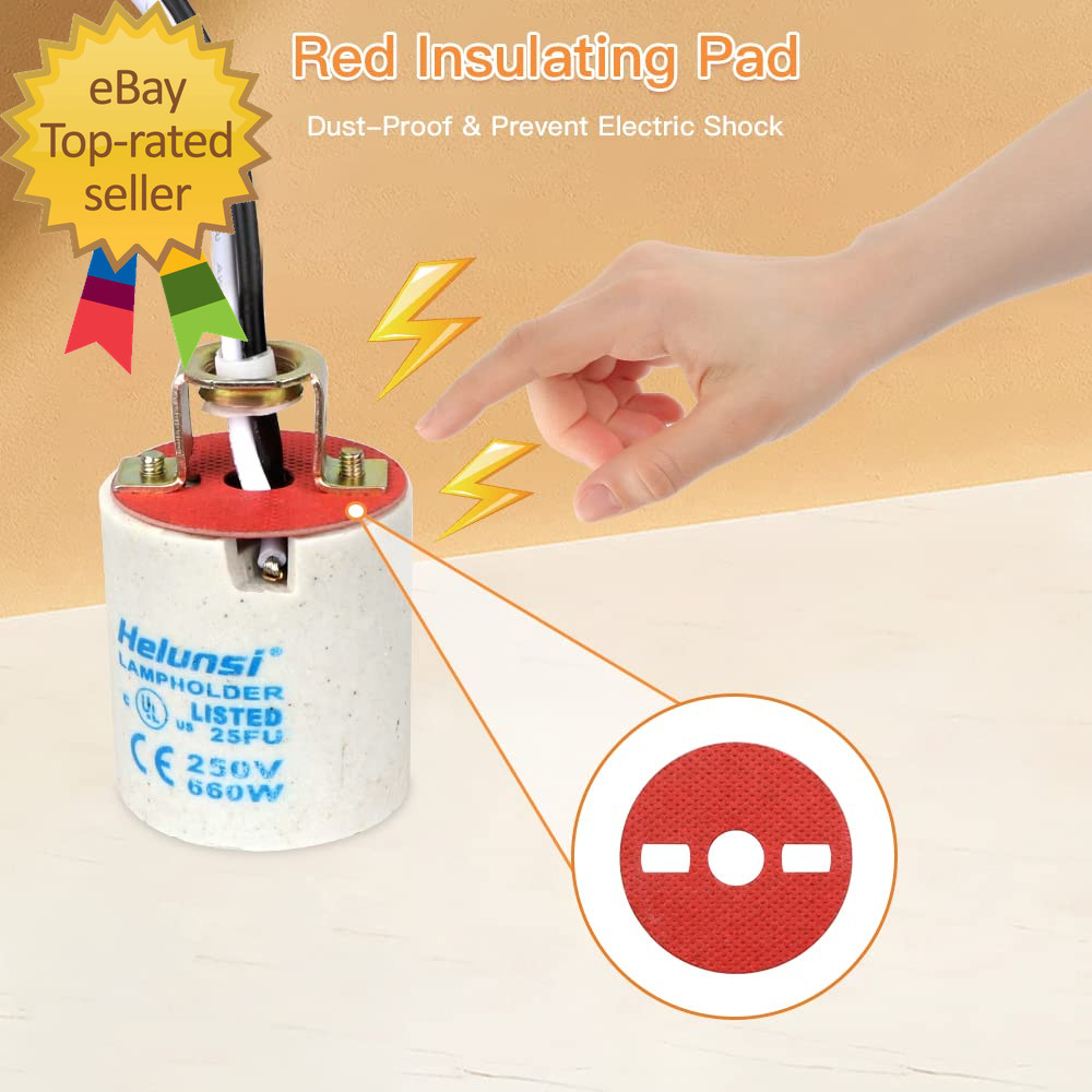 E26 E27 Ceramic Light Socket Medium Base Porcelain Lamp Holder Ceramic Light