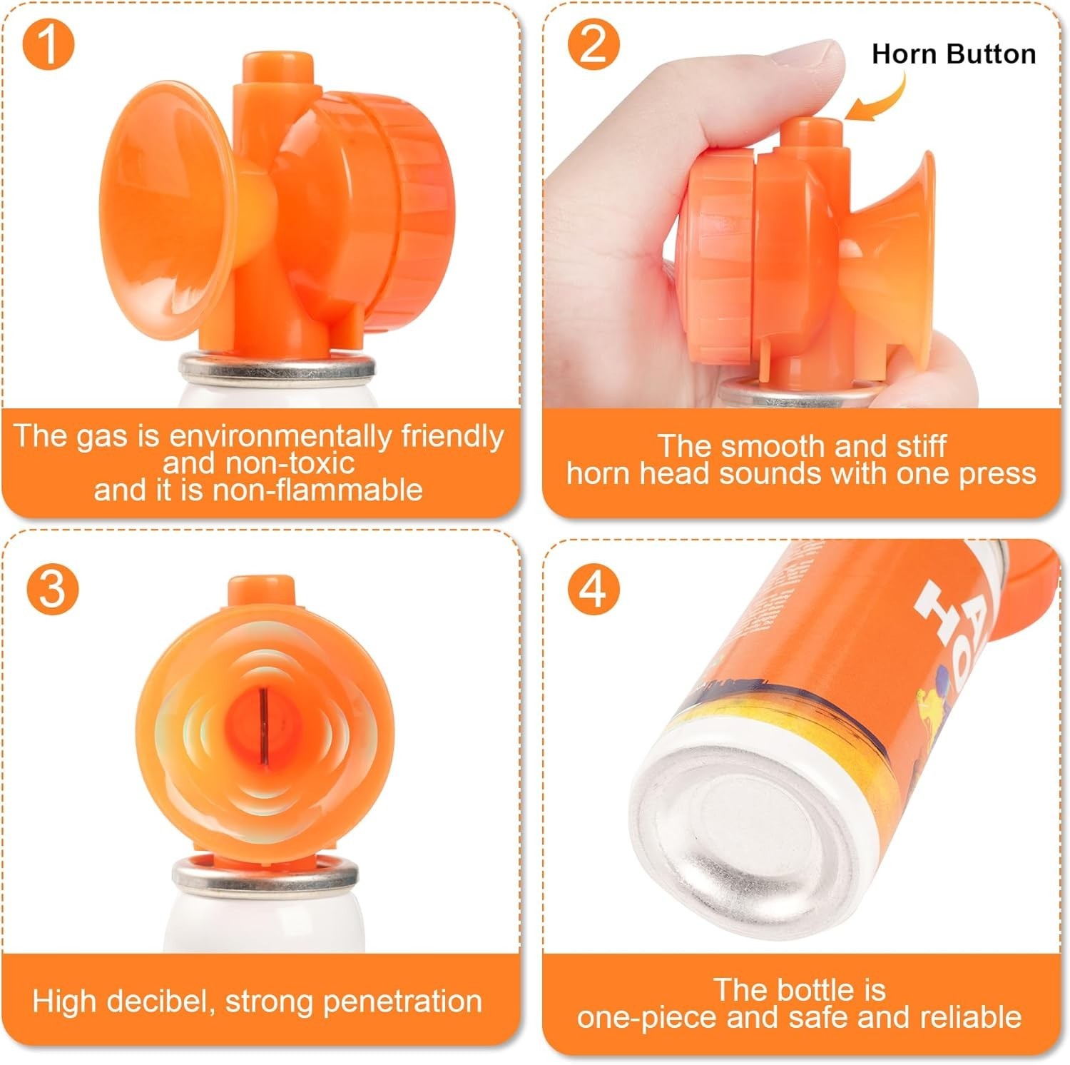 2 Super Loud Mini Air Horn Can Emergency Hand Held Compressed Boat Horns Boating