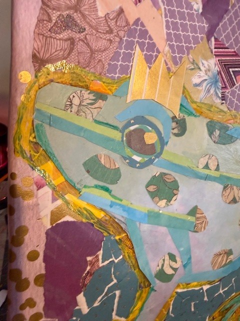 Original artwork "Frog Prince" Mixed media collage canvas