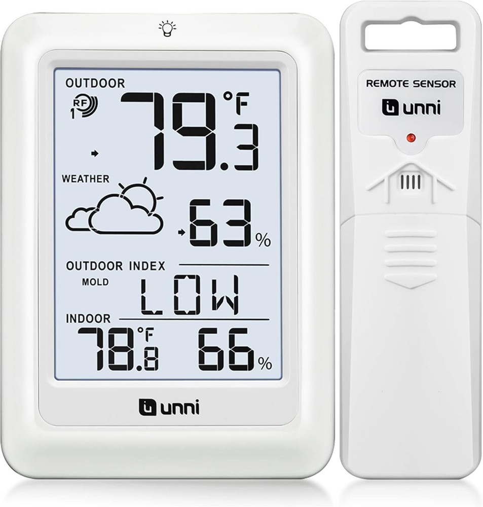 Wireless Indoor Outdoor Thermometer with Remote Sensor & Backlight Display