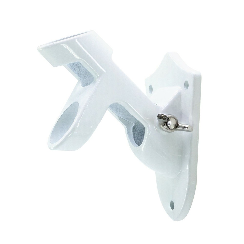 2 Position Flag Pole Bracket White Aluminum Wall Mounted Flag Pole Bracket