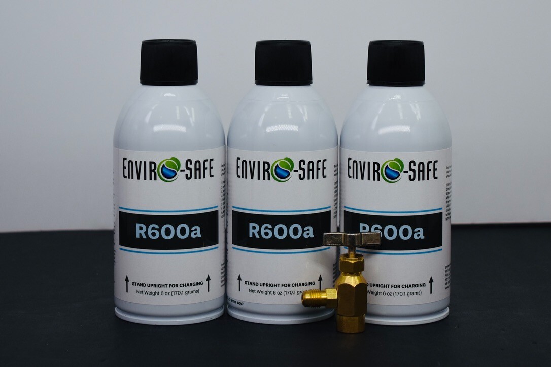 R600a UPRIGHT, Isobutane, Self-Sealing Valve, 3 cans with TopTap