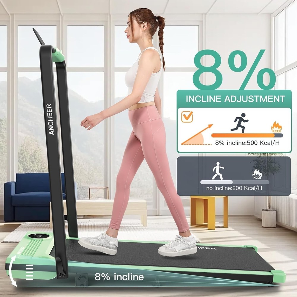 Foadble Treadmill with 8% Incline&Led Display Treadmill Portable with Handrail**