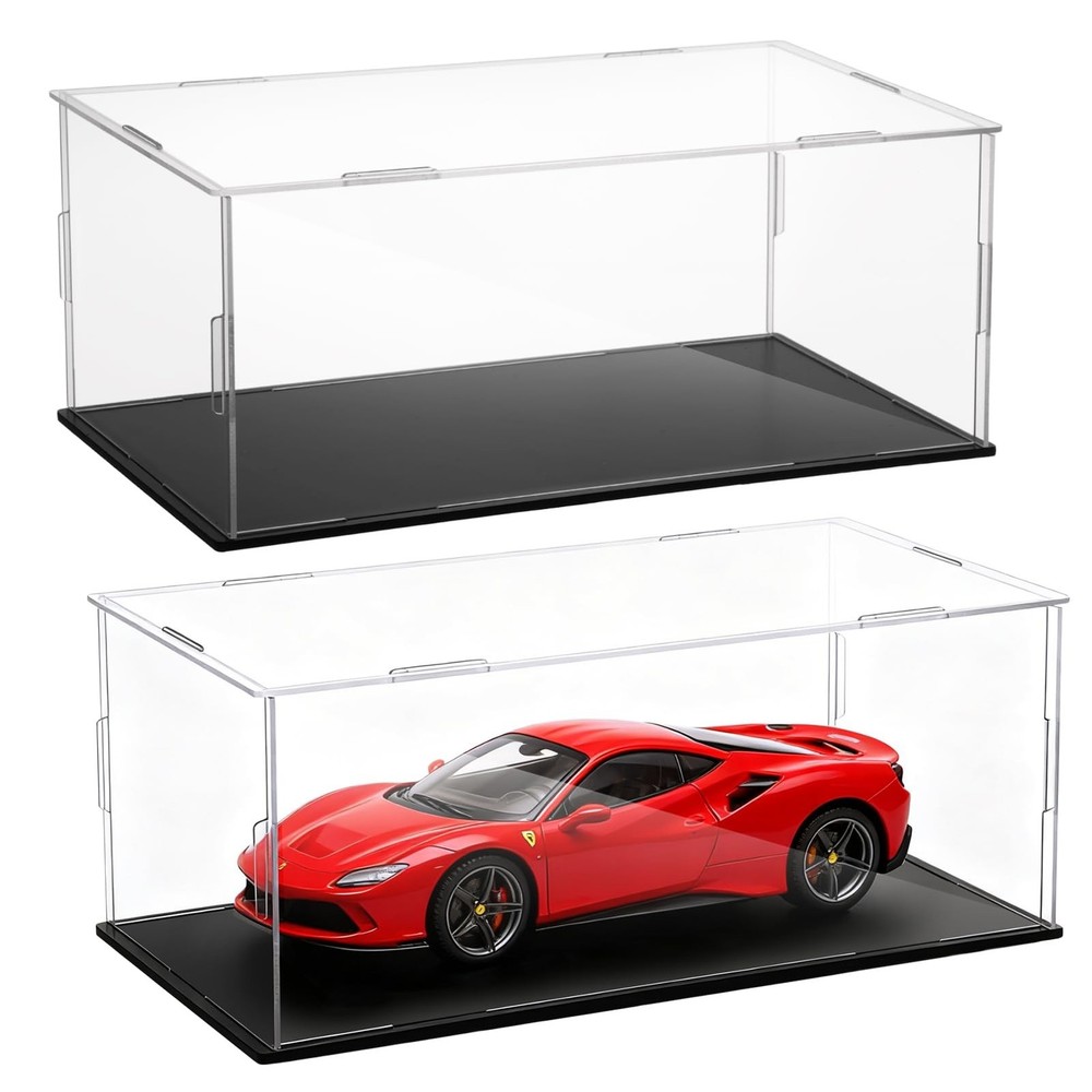 2 PCS Acrylic Model Car Display Case 1: 18 Scale Clear Display Boxes with Pla...