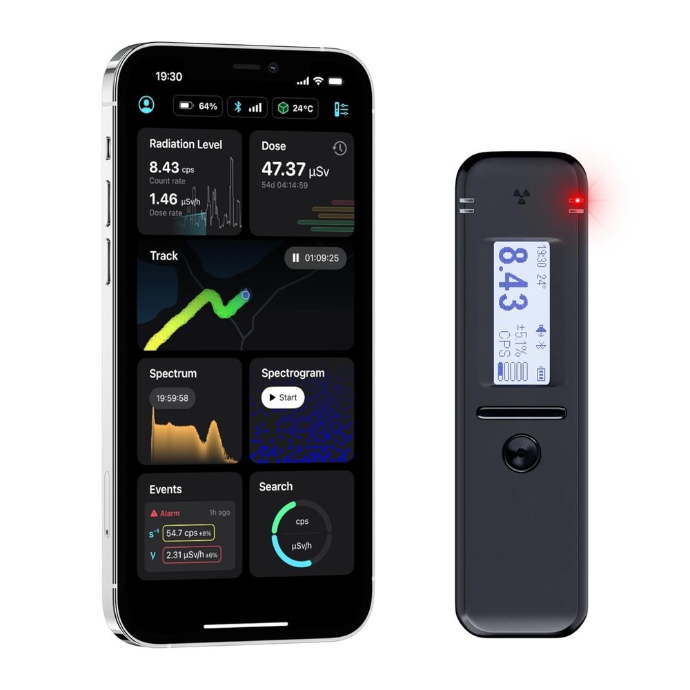 Advanced Geiger Counter with Isotope Visualization and Mobile App Functionality