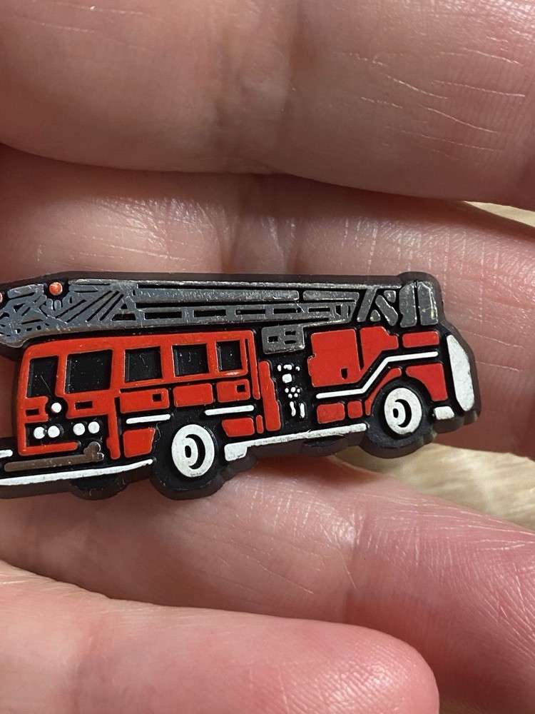 Pin Back Red Fire Truck Plastic