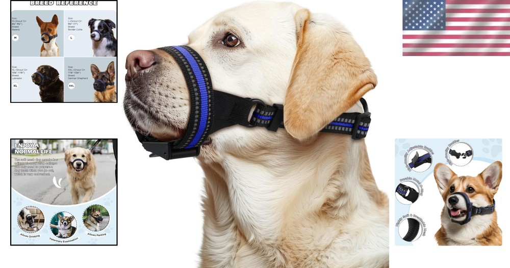 Adjustable and Breathable Dog Muzzle for Medium Breeds - Comfortable & Safe