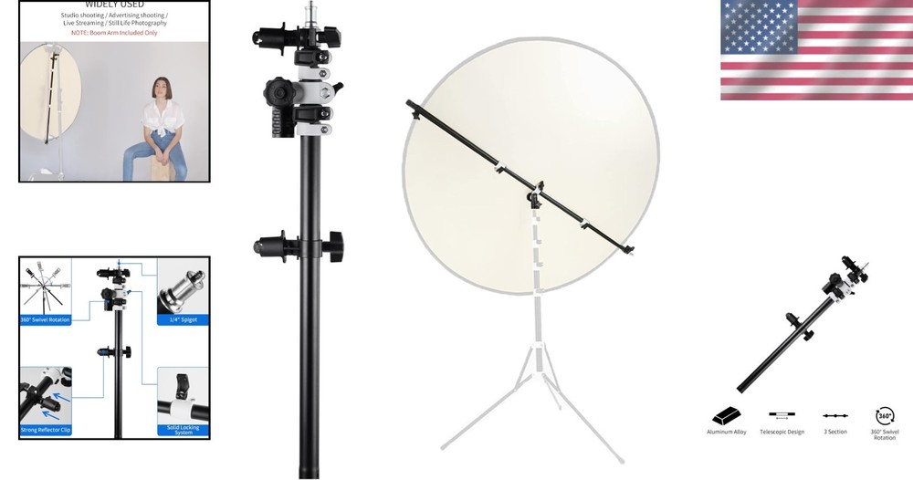 Extendable Reflector Bracket - 21-53 inches Telescopic Arm