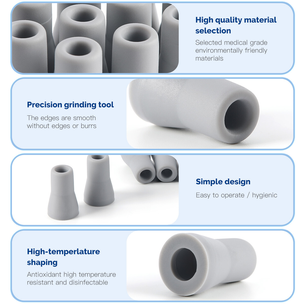 10 Pcs Dental Saliva Ejector Weak Suction Rubber Snap Tip Adapter Replacement