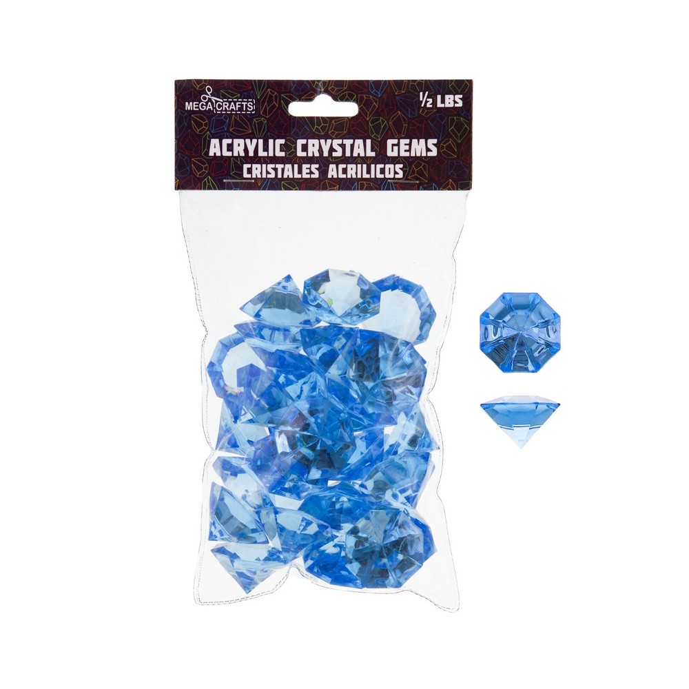 Mega Crafts - 1/2 Pound Acrylic Decorative Large Diamonds - Blue