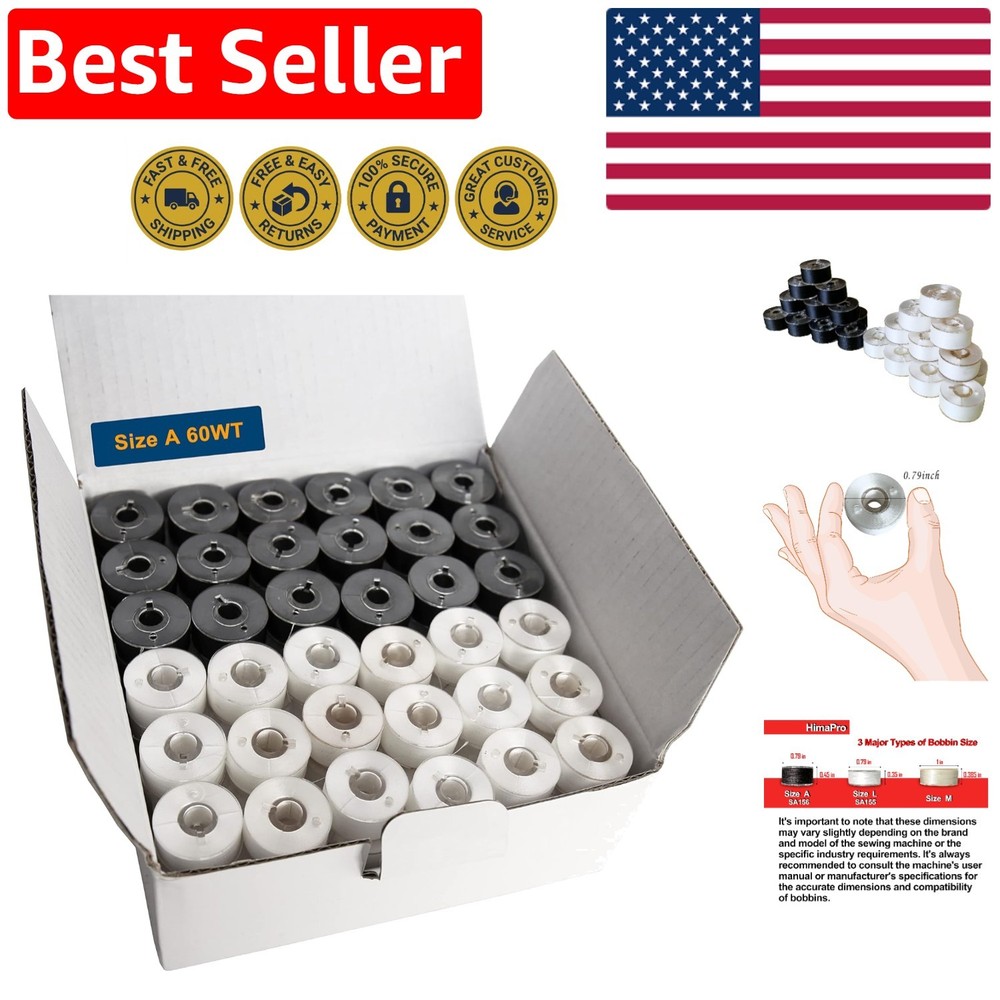 Enhanced 144 Prewound Bobbins - 60 WT Polyester for Top Loading Embroidery Needs
