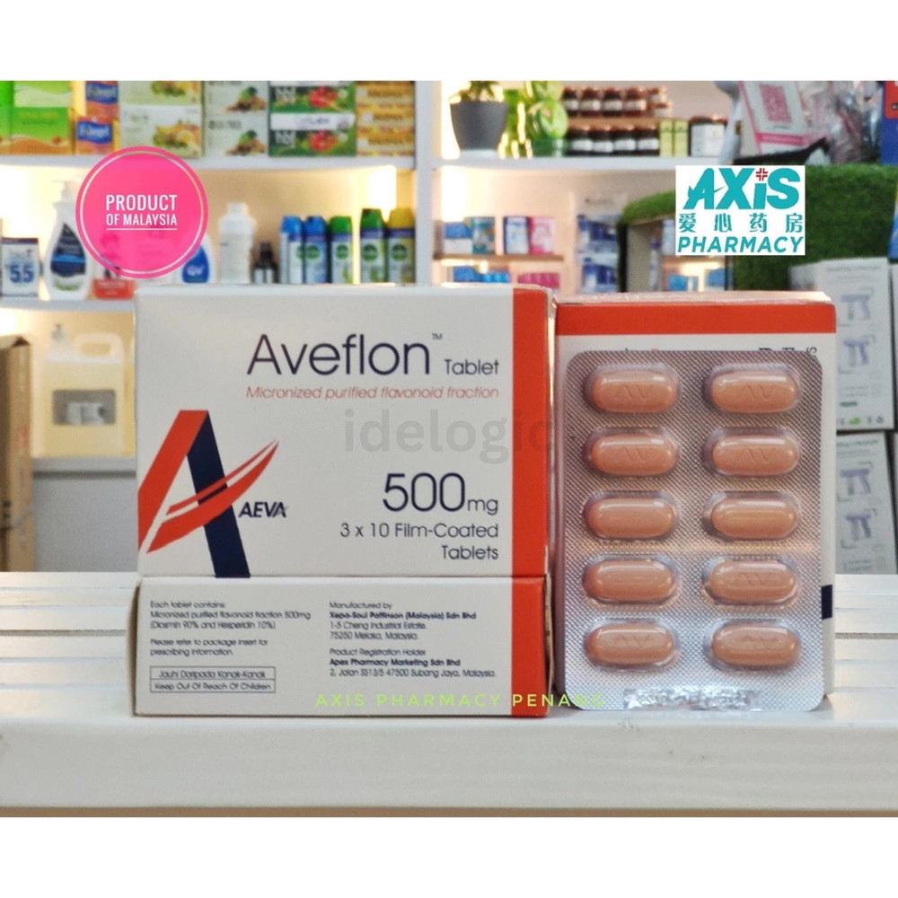 Aveflon 500mg 2 Pack (60 Tablets) Diosmin Complex - Vascular System Support