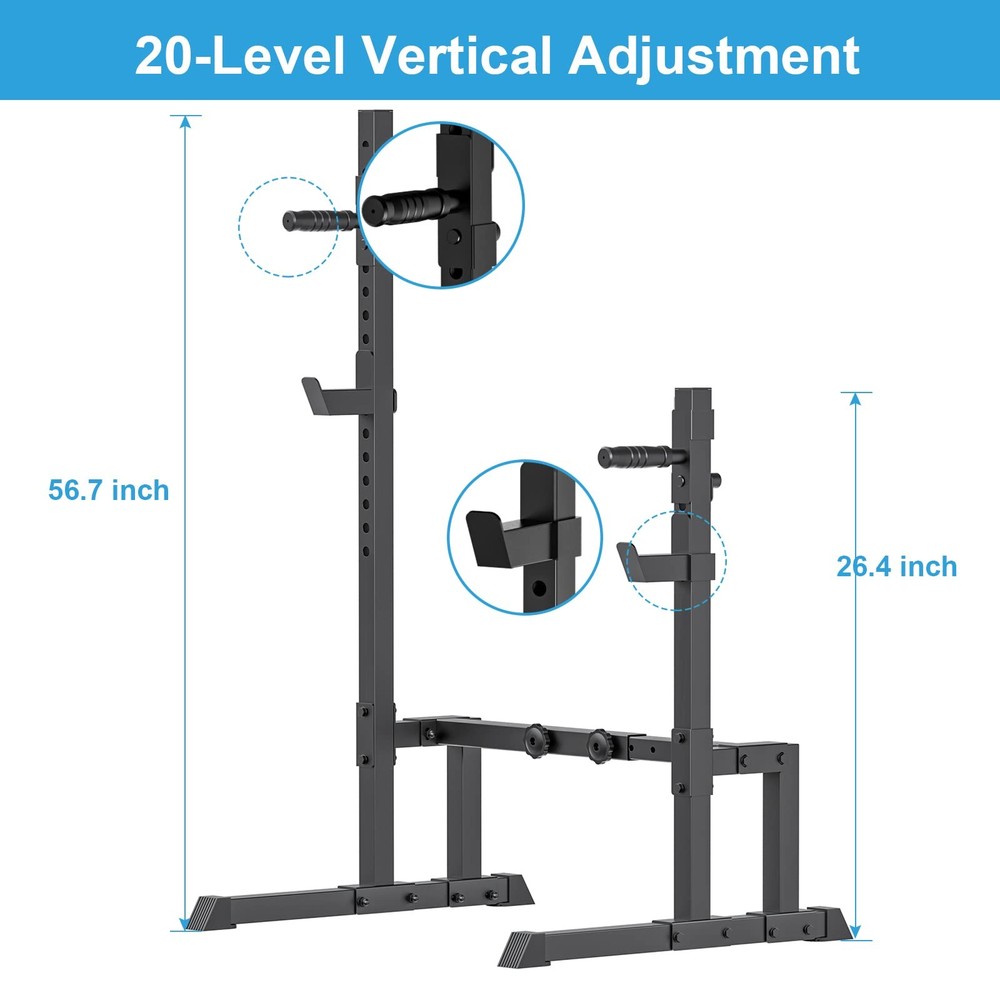 Uboway Barbell Rack Squat Stand Adjustable Bench Press Rack 550LBS Max Load Mult