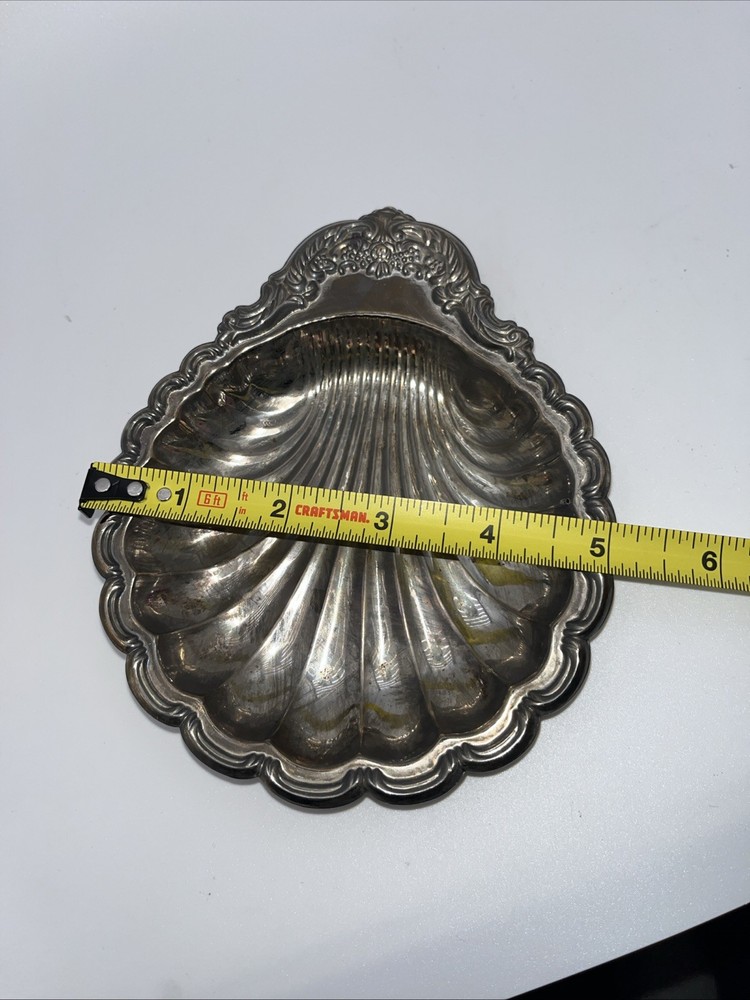6” Silver Plated Shell Tray Marked HONG KONG