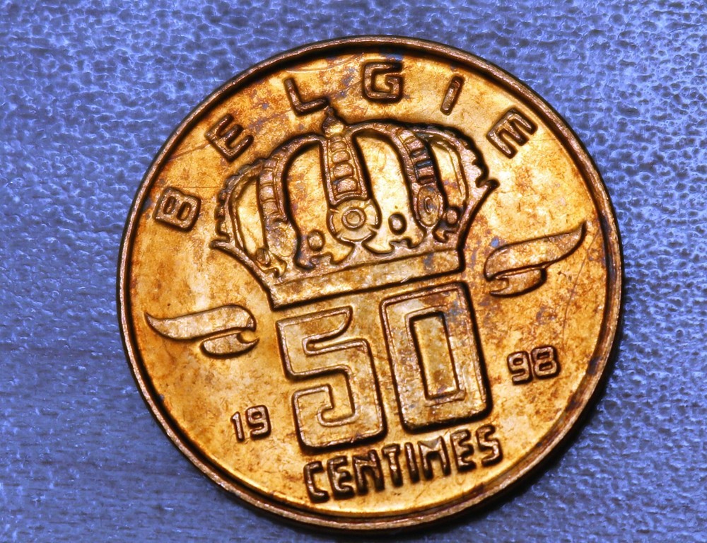 1998 Belgium 50 Centimes Miner Dutch text