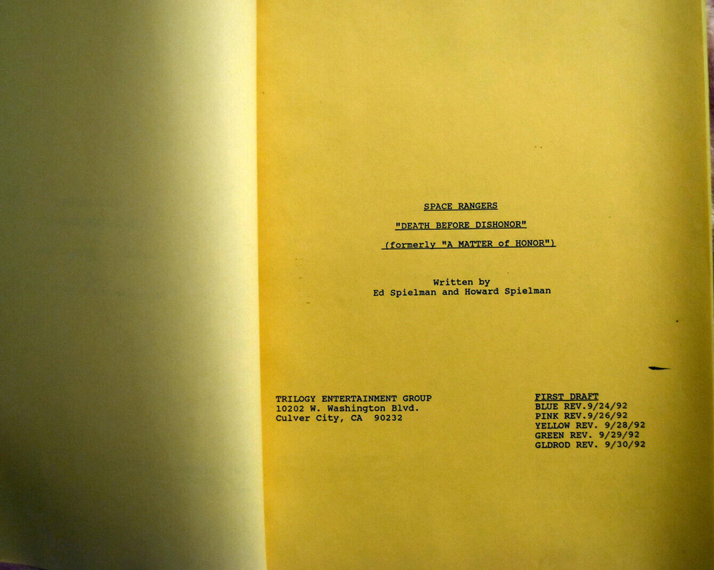 Original Space Rangers " Death Before Dishonor " First Draft Script