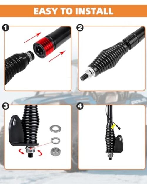 Whip Lights Spring Mounting Base, Quick Release Heavy-Duty Grooved Style