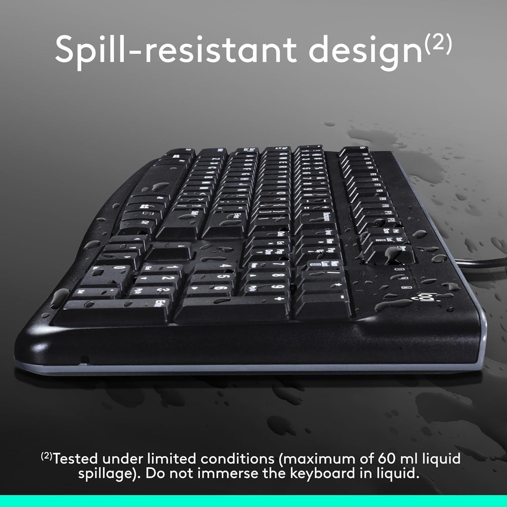 Logitech MK120 Wired Keyboard Mouse Combo USB Full Size QWERTY Black PC