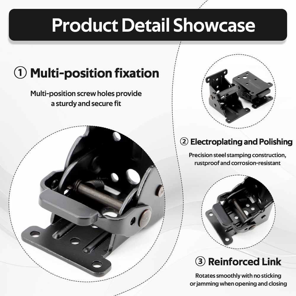 4 Pack Folding Table Leg Brackets with -Locking Hinges 0-90°, Folding Shelf B...
