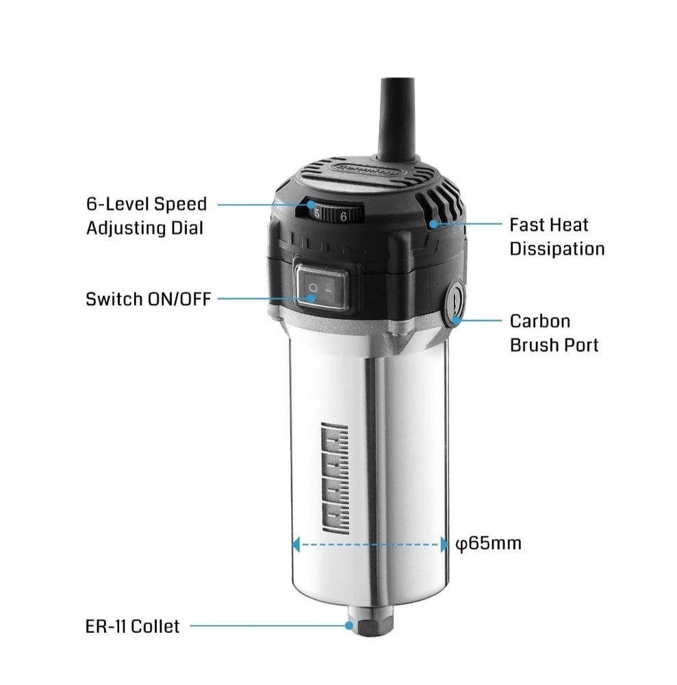 Genmitsu 710W Spindle 65mm Diameter, 6 Variable Speed trim router