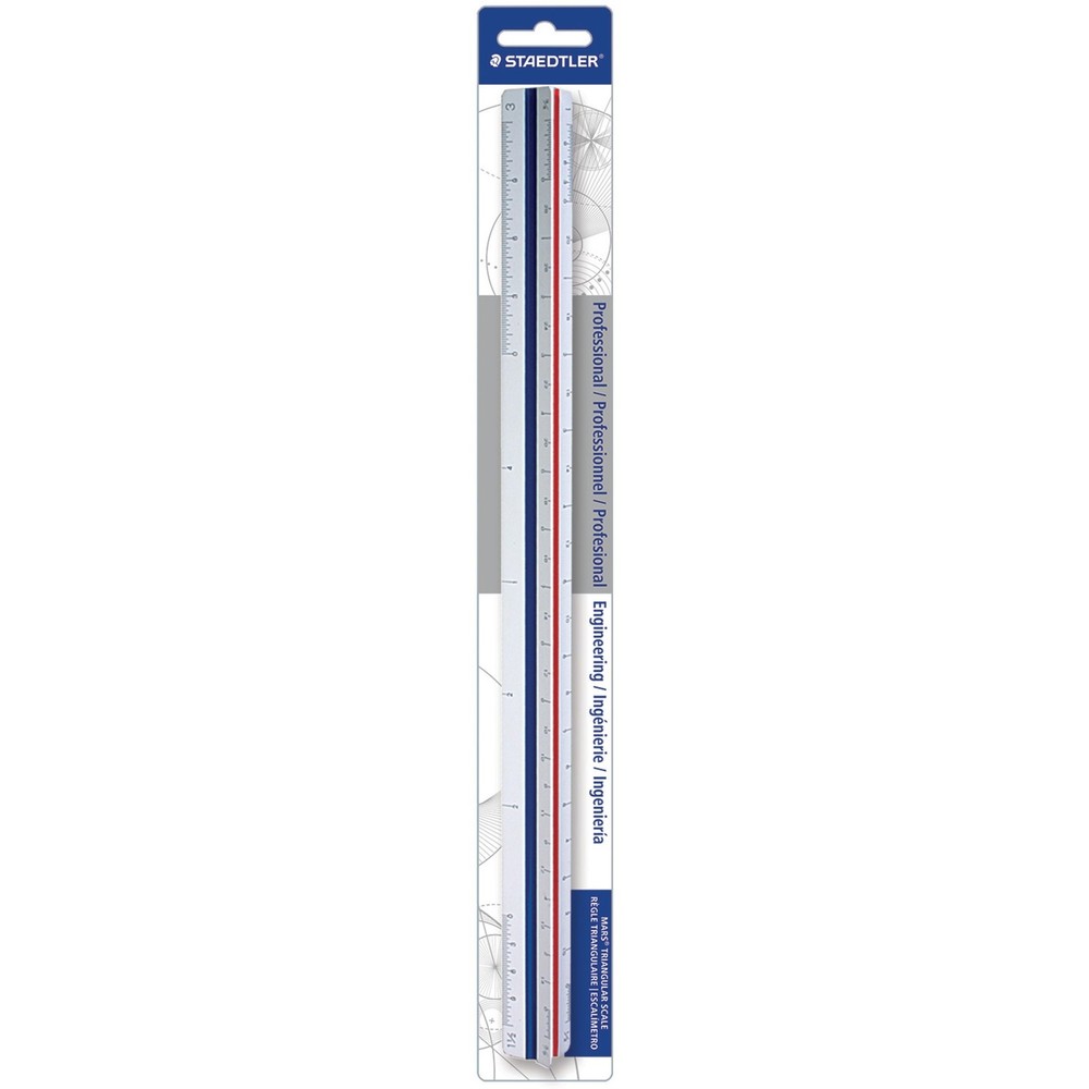 Staedtler 9871834BK Triangular Scale 12" White Plastic