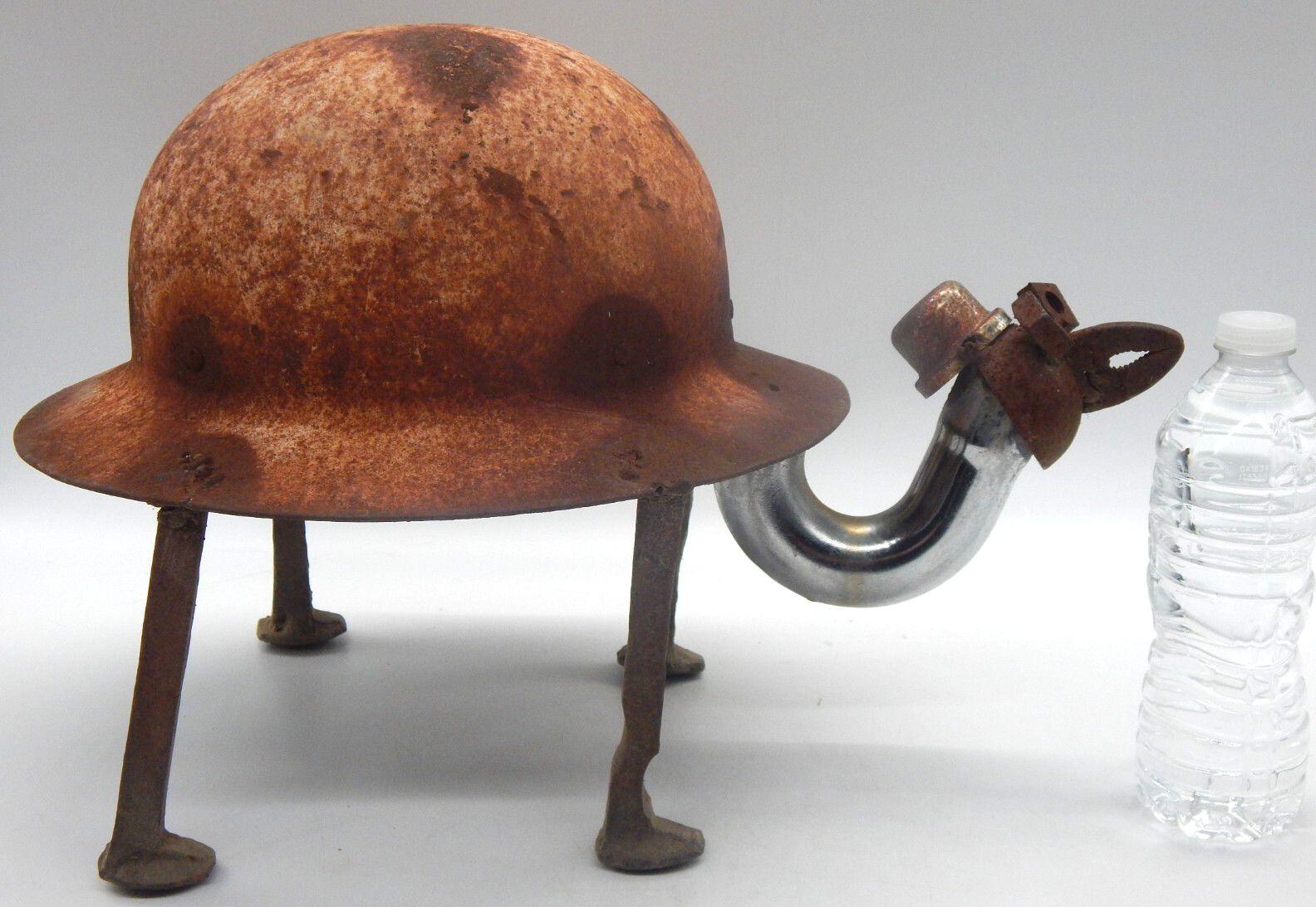 Antique Cast Iron Rusted Turtle Helmet Artisan Outdoor Garden Yard Art USA- RARE