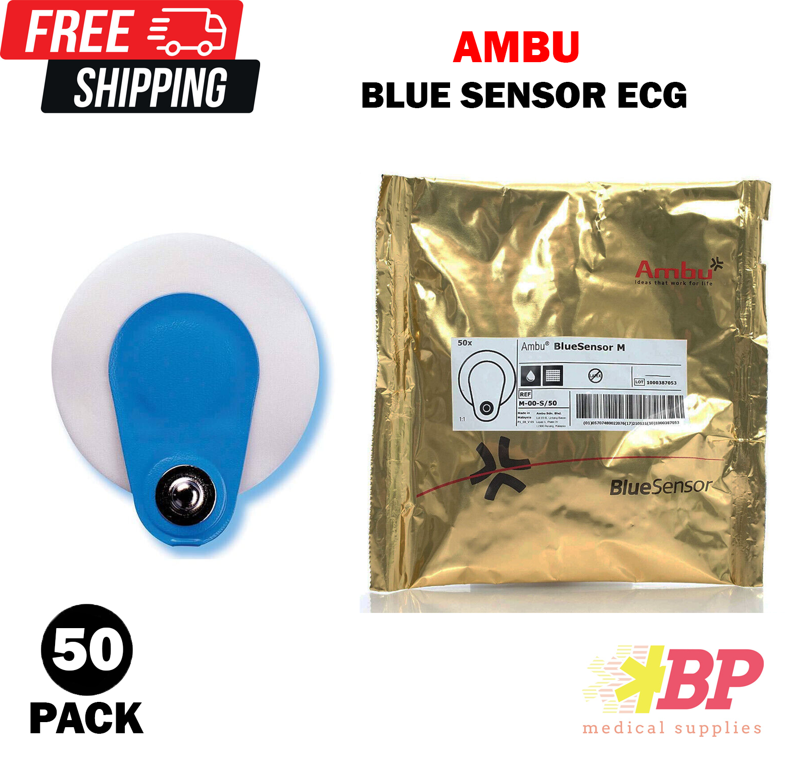 Ambu Blue Sensor SP ECG Electrode GEL Gold Bag (EXP 01/2025) - 50 Pack