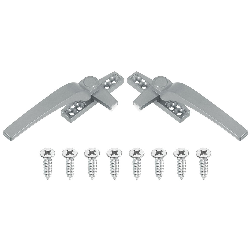 2Pcs Casement Window Locking Handle Left and Right Hand Silver Gray