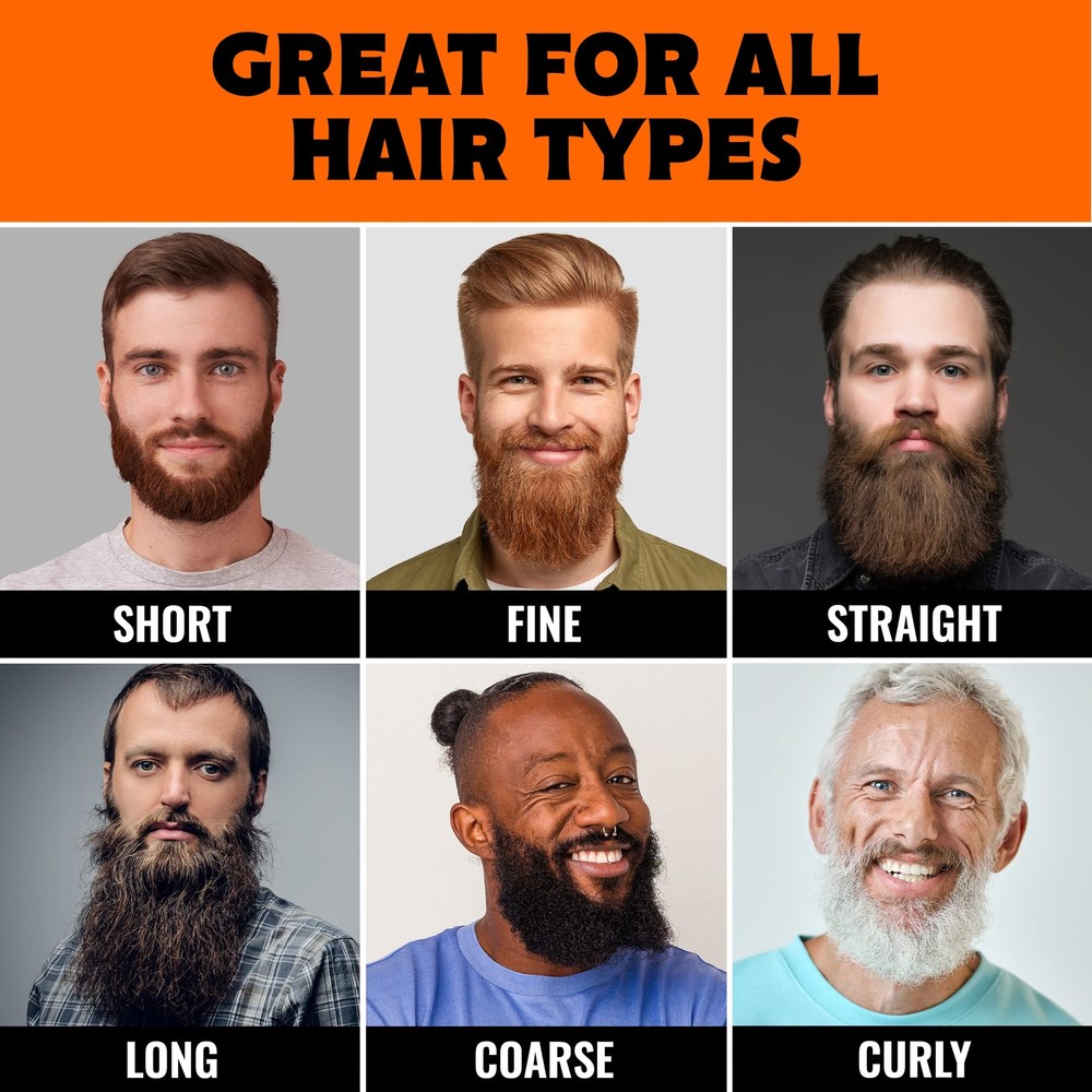 Beard Straightener for Men Kit - Includes Portable Heated Beard Brush, Beard ...