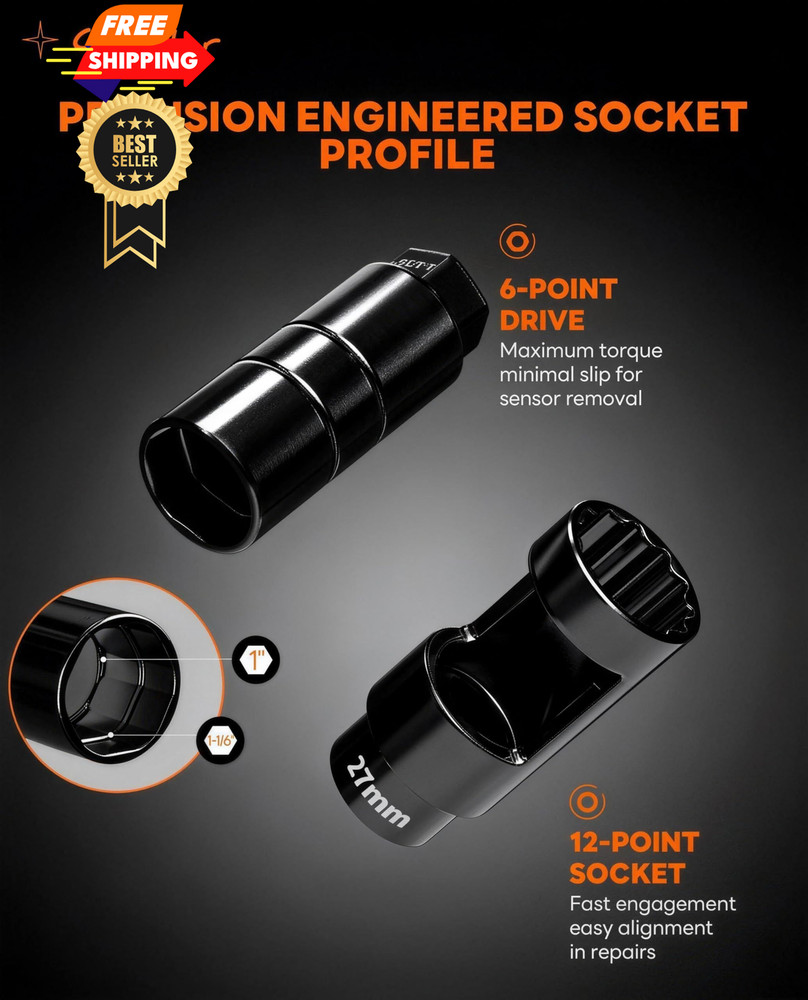 Crosstar 12Pcs Professional O2 Sensor Socket & Thread Chaser Set | Black