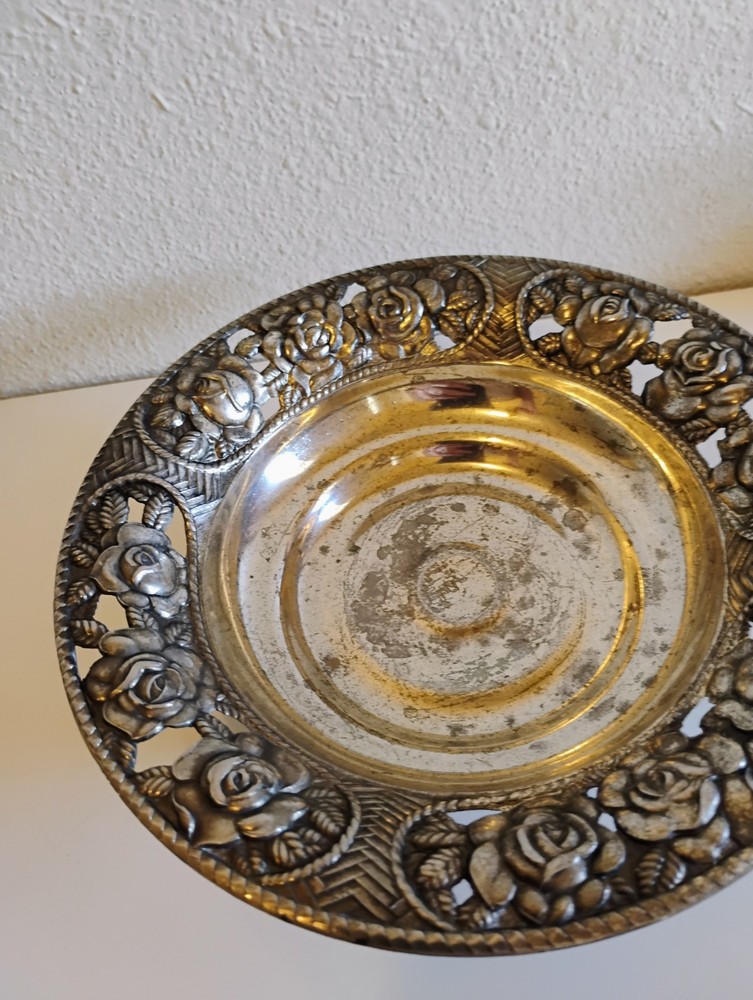 Vintage Silver Plated Decorative rose pattern