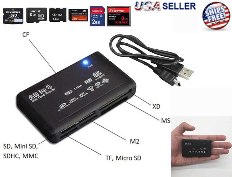 Memory Card Reader Mini 26-IN-1 USB 2.0 High Speed For CF xD SD MS SDHC Lot