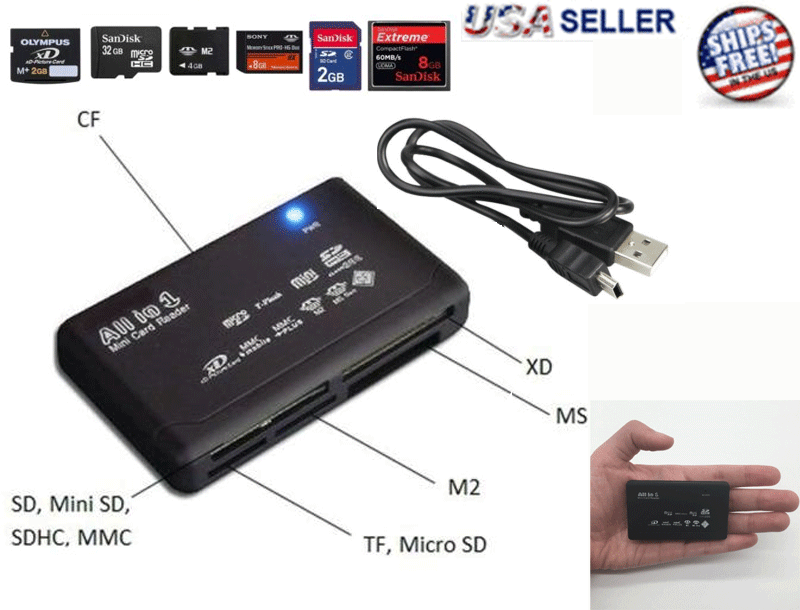 Memory Card Reader Mini 26-IN-1 USB 2.0 High Speed For CF xD SD MS SDHC