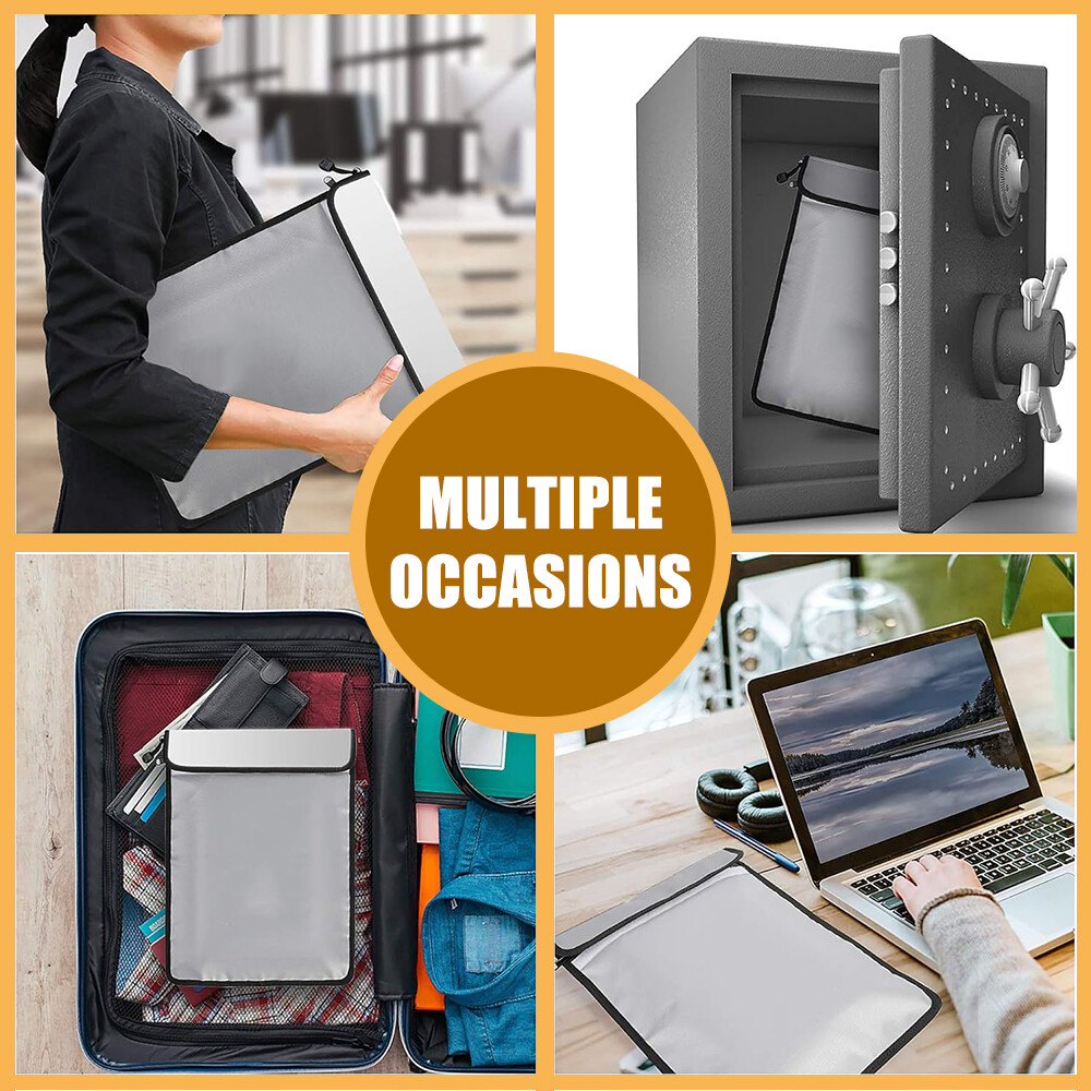 Fireproof Document Bag Waterproof File Cash Money Pouch Safe Storage with Zipper