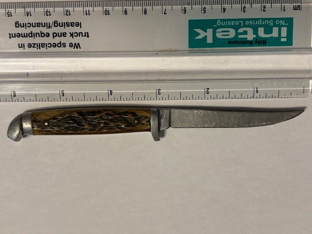 Queen Cutlery 6” Jigged Handle Fixed Blade Knife Bird and Trout 1951 -54' era