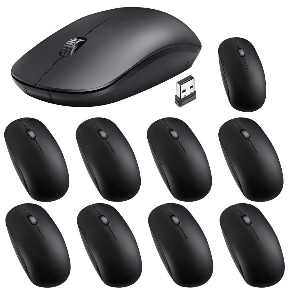 2.4G Wireless Mouse Bulk 10 Pack 1000 DPI Optical with USB Receiver for PC