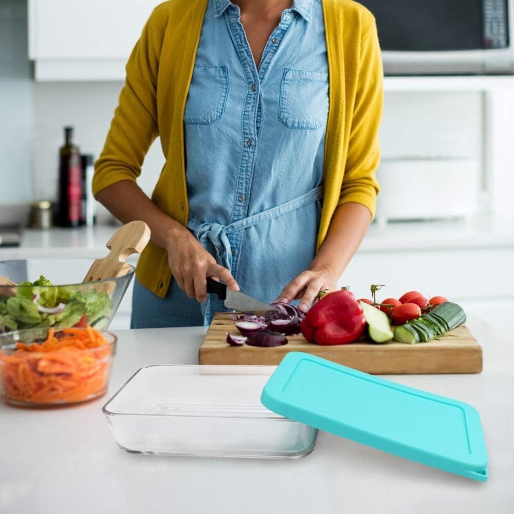 Sophico 3 Cup Rectangle Silicone Storage Cover Lids Replacement MINT - 2 PACK