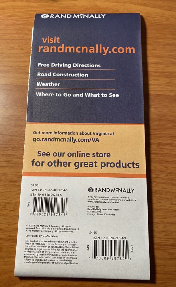 Virginia State Map, by Rand McNally NEW MAP NEW