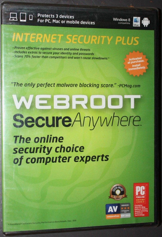 WEBROOT Software Secure Anywhere Internet Security Plus PC Mac NEW. 2013. 3 Dev