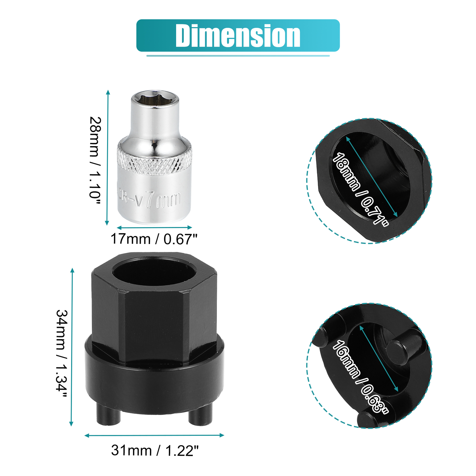 Universal A/C Compressor Clutch HUB Remover Tool 7mm Socket for Car Pack of 2