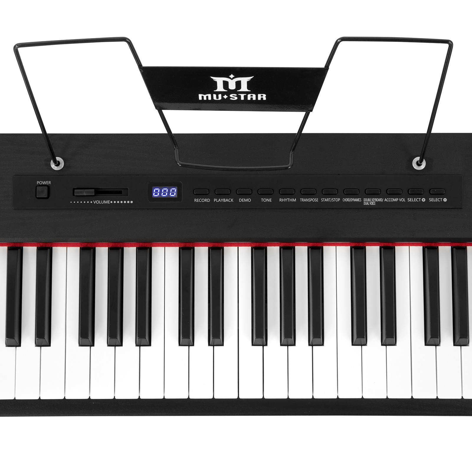 MUSTAR Black 88-Keys Full Size Semi-Weighted Digital Piano Keyboards with Pedal
